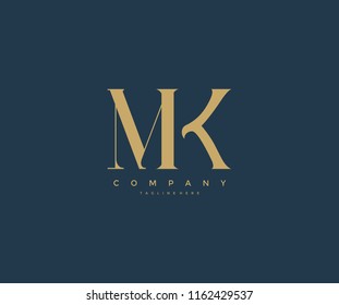 Elegant MK Letter Linked Monogram Logo Design