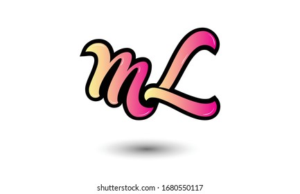 Diseño elegante de logotipo de monograma vinculado a la letra ML
