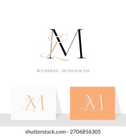 Diseño elegante del logotipo del monograma de la boda de ML LM