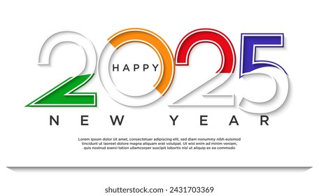 elegant and modern 2025 Happy New Year with bright colors premium design for speech, banner, poster, calendar or social media post. 2025.