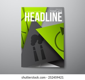 Elegant modern abstract brochure, flyer, report design, layout template with triangular geometric background. Clean style cover, communication, business. corporate