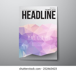 Elegant modern abstract brochure, flyer, report design, layout template with triangular geometric background. Clean style cover, communication, business. corporate
