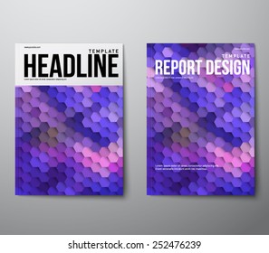 Elegant modern abstract brochure, flyer, report design, layout template with hexagonal background. Clean style cover, communication, business. corporate