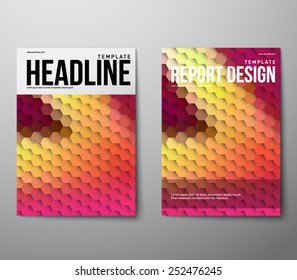 Elegant modern abstract brochure, flyer, report design, layout template with hexagonal background. Clean style cover, communication, business. corporate