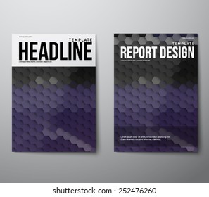 Elegant modern abstract brochure, flyer, report design, layout template with hexagonal background. Clean style cover, communication, business. corporate