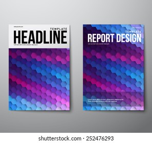 Elegant modern abstract brochure, flyer, report design, layout template with hexagonal background. Clean style cover, communication, business. corporate