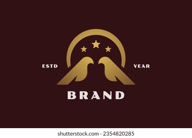 Elegant modern bird logo vector design, golden color
