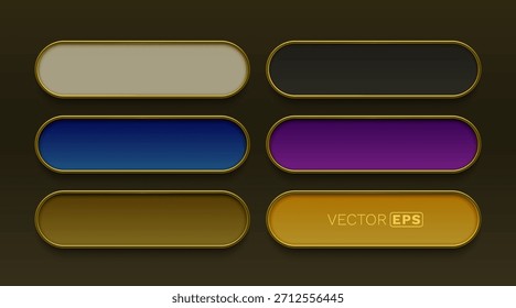 Elegant modern buttons with golden frames, a premium collection for design. Vector illustration