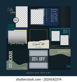 elegant modern cake social media posts template set bundle