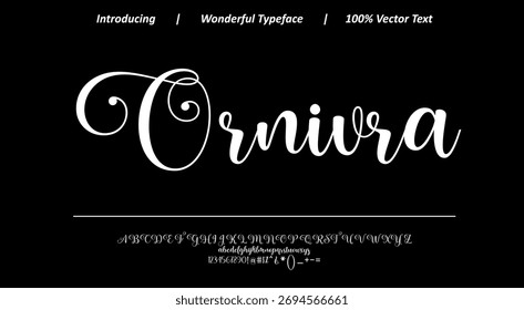 Elegante fonte caligráfica moderna com traços suaves e alfabetos editáveis. Perfeito para logotipos, tipografia, convites de casamento, marcas e ilustrações de design de texto decorativo.