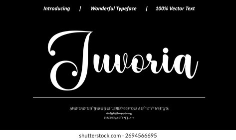 Elegant modern calligraphy font with smooth strokes and editable alphabets. Perfect for logotype, typography, wedding invitations, branding, and decorative text design illustrations.