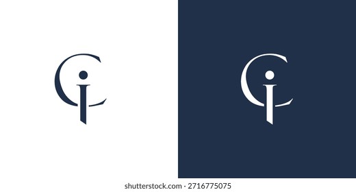 Elegante, moderno design logotipo monograma CI com as letras C e i entrelaçadas. Ideal para marcas corporativas, identidades de negócios ou serviços profissionais que exigem uma marca sofisticada.