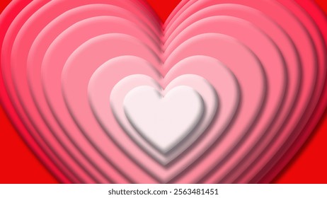 Elegant and Modern concept of Happy Valentines Day . Modern 3d abstract art design with heart and geometric shapes. Template for celebration, ads, branding, banner, cover, label, poster, sale