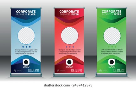 Elegant Modern Corporate Business Roll Up Banner Template for Presentations, X-Banners, and Flag-Banners Advertising