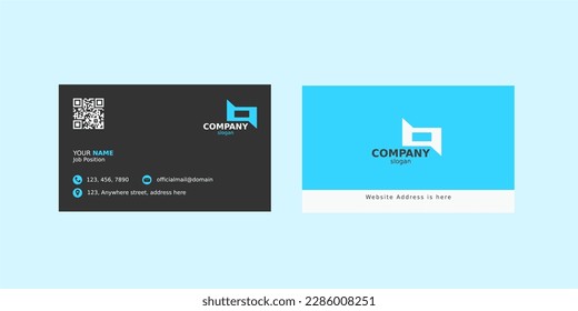 Elegant and modern corporate professional business card design template in blue and black color