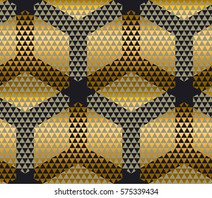 elegant modern creative geometry background. gold metal shine seamless pattern for wrapping paper, packing, fabric, decoration. trendy arabic repeatable motif 
