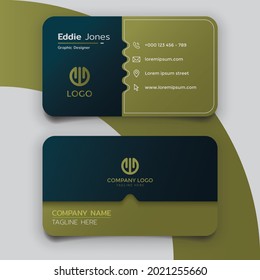 Elegant modern dark green business card template design. Stationery design name card vector template. CMYK Mode