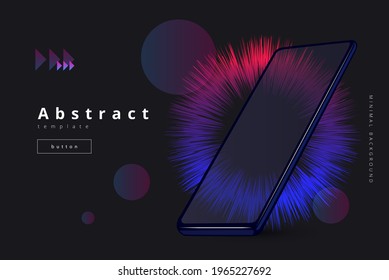 Elegant modern dark template with smartphone and bright Geometric  shapes 