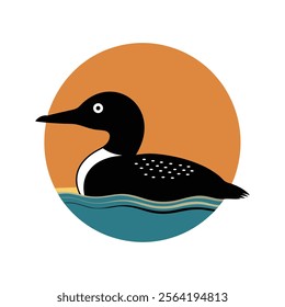 Elegant modern design of a common loon