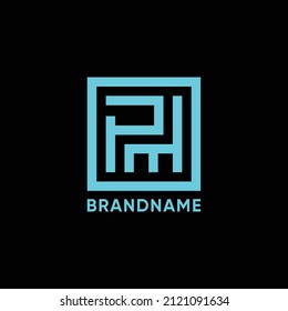 ELEGANT MODERN DESIGN LOGO LETTER PM CONSTRUCTION TEMPLATE