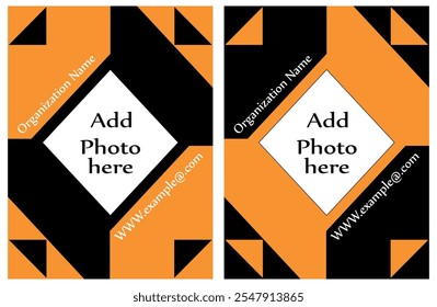 Elegant Modern Design Template with Orange and Black Geometric Patterns. Vector illustratiion isolated on whitet background.