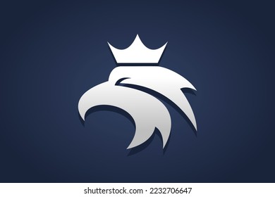 elegant modern eagle head king crown logo