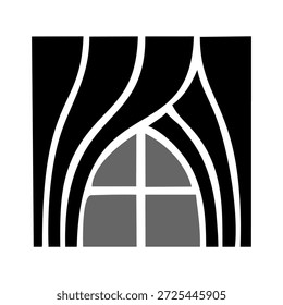 Elegant modern Gothic-inspired window design with abstract black and white lines, perfect for architectural and design projects