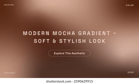 Elegant modern gradient background in mocha mousse color. Perfect for the first screen on websites or presentations. A stylish abstract horizontal banner with a silky, fashion and cosmetics industry