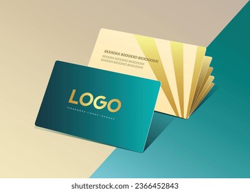 Elegant and modern Green business cards mockup template with  background. Vector illustration