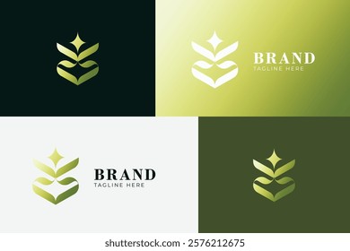 Elegant and Modern Green Leaf Logo Design for Luxury and Organic Brands