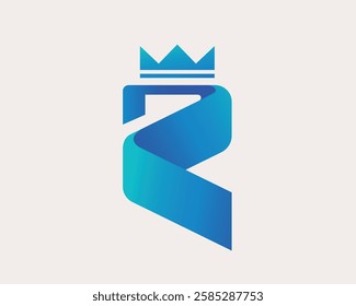 elegant and modern Initial letter R with Crown illustration