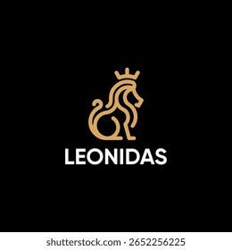 Elegant and modern logo featuring a stylized lion with a crown. Suitable for businesses seeking a symbol of strength, royalty, and prestige. Perfect for branding, identity, and design projects.
