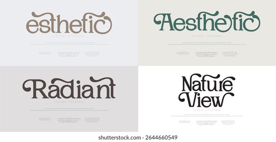 Elegant modern and luxury alphabet font logo. Typography vintage classic lettering serif italic fonts decorative wedding vintage retro logos. vector illustration
