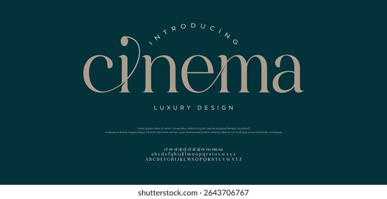 Elegante fonte moderna do logotipo do alfabeto de luxo.  Tipografia elegante estilo alfabeto fontes para beleza, caligrafia, decorativo, glamour, boutique, moda, marca, casamento, design vintage. ilustração vetorial