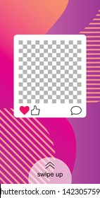 Elegant modern memphis style pattern. Pop art design with geometric shapes on white background vector illustration. Abstract colorful cover page with free square space for photo or message.