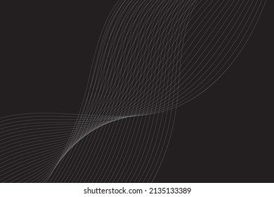 Elegant modern minimal abstract background with wavy lines in black