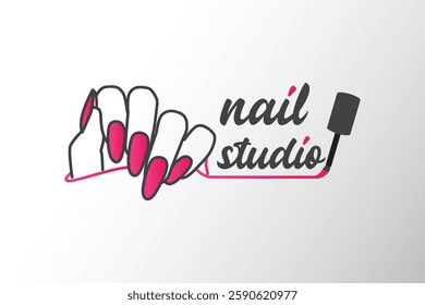 Elegant modern Nail Artist or Studio logo, featuring a stylish nail polish icon and sleek typography. Perfect for beauty salons, nail technicians, and manicure businesses