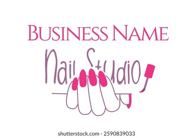 Elegant modern Nail Artist or Studio logo, featuring a stylish nail polish icon and sleek typography. Perfect for beauty salons, nail technicians, and manicure businesses, reflecting creativity.