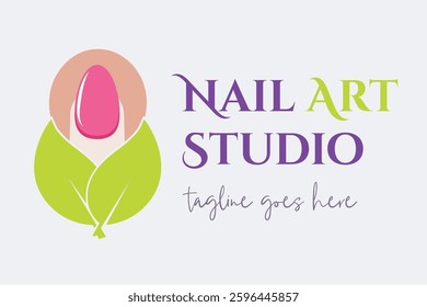 Elegant modern Nail Artist or Studio logo, featuring a stylish nail polish icon and sleek typography. Perfect for beauty salons, nail technicians, and manicure businesses, reflecting creativity