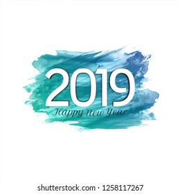 Elegant modern New Year 2019 blue watercolor background