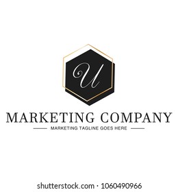Elegant Modern Professional Luxury Company Business Letter U Logo Design 