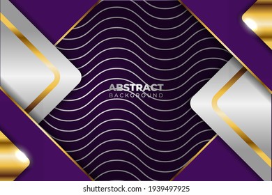 Elegant Modern Purple and Gold Glow Effect with Wavy Lines Background
