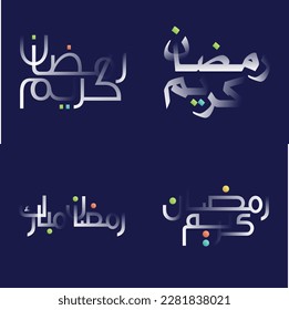 Elegant and Modern Ramadan Kareem Calligraphy in White Glossy Effect with Vibrant Colors for Festive Designs