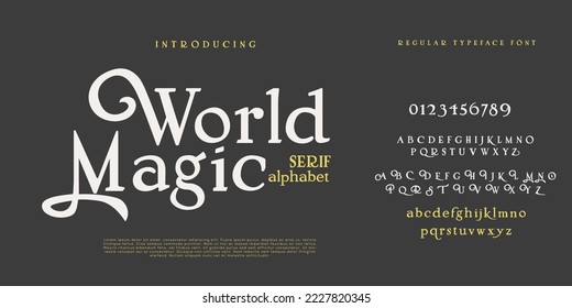Elegant and modern serif alphabet font uppercase and numberfonts victorian typeface 