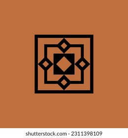 elegant modern square ornament tile logo