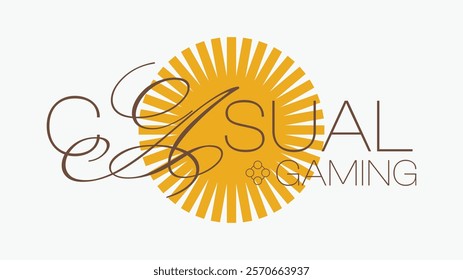 Elegant Modern Style Casual Gaming Typography Text with Golden Blasting Circle Sign, Flat Styled