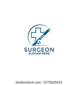 Elegant Modern Surgeon logo vector design, Medical surgical logo, Surgery department logo template