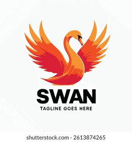 Elegant Modern Swan Gradient Logo Design for Branding