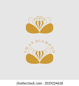 elegantes und modernes Schwan-Vektorlogo in goldener Farbe