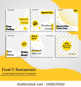 Elegant modern template square shape   with yellow and white theme suitable for social media advertisement and promotion 